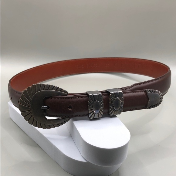 Alexander Kalifano Sterling Silver Belt Grain Leather sz 30  UNISEX Southwestern main image 4
